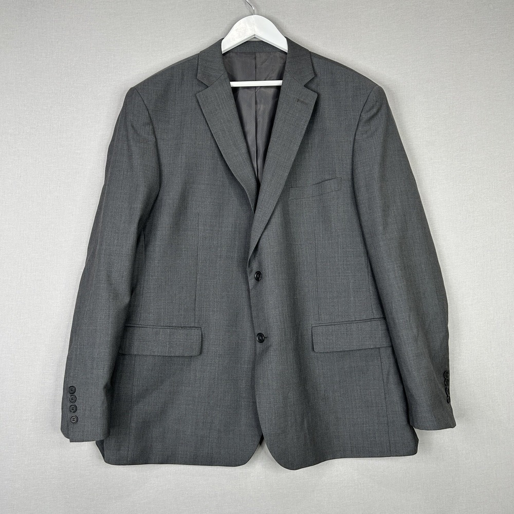 Pronto Uomo Sport Coat Mens 50L Gray Wool Blend Two Button Blazer Professional